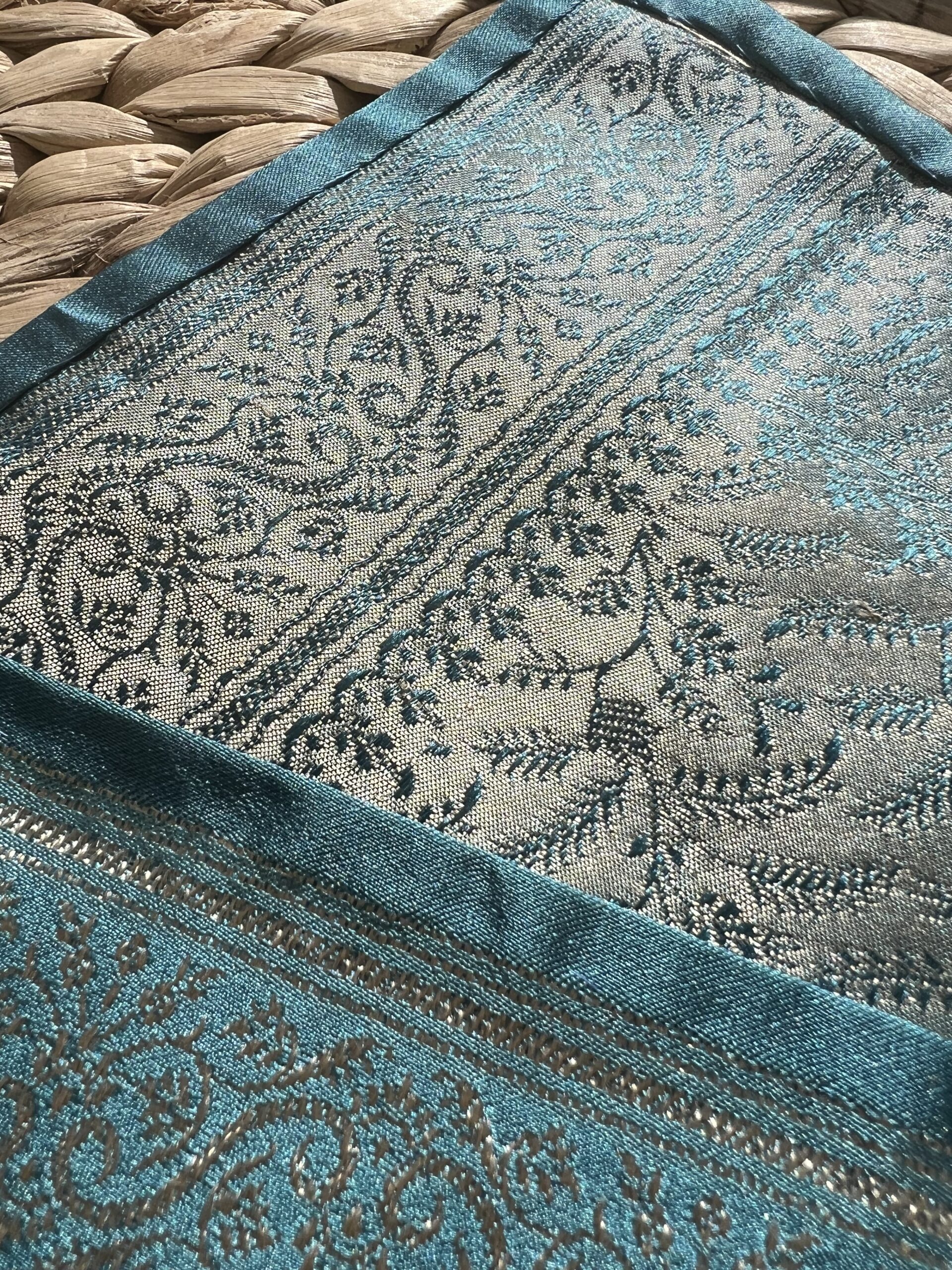 Carré 55cm Tissé Main - Brin de Sagesse Bleu | Tohora