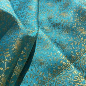 Foulard en Soie Tissé Main Grenat Sauvage Turquoise | Tohora