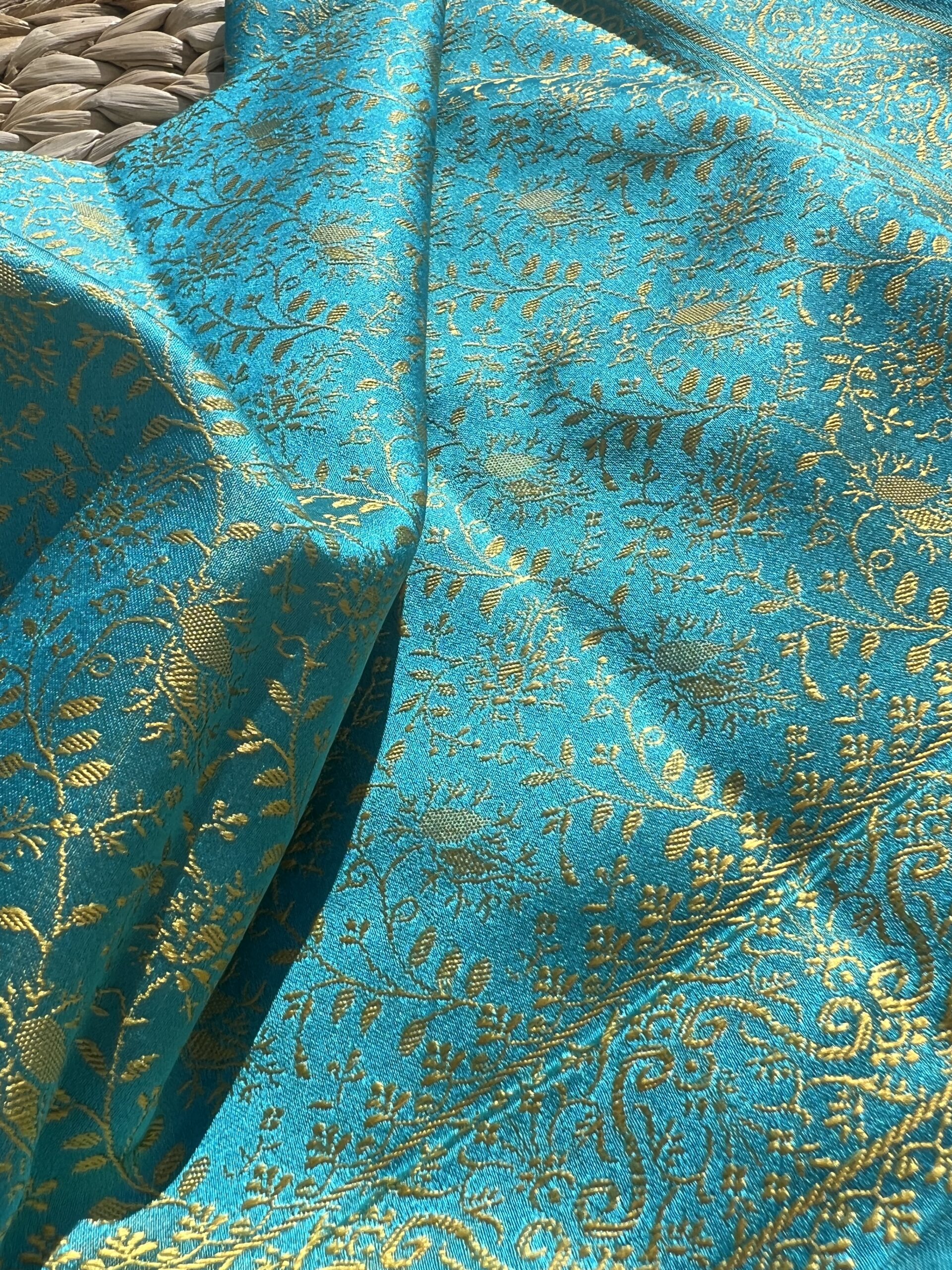 Foulard en Soie Tissé Main Grenat Sauvage Turquoise | Tohora